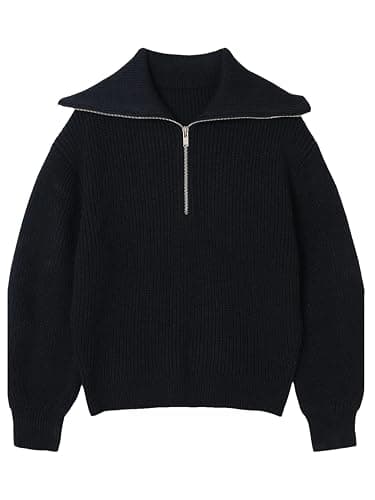 Women's Turtleneck Loose Lapel Striped Knitwear Pulovers Half Zipper Casual Fashion Sweaters - Image 1