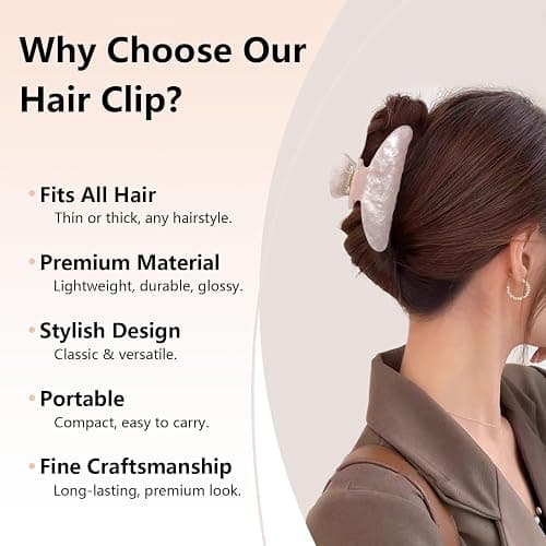 2 Acetate Hair Claw Clips for Women, 3.5 Inch Claw Clips with Strong Hold, Non Slip Cute Glitter Hair Clips for Thick or Thin Hair Half Up Styles, Low Buns, Quick Updos, Everyday Hair Accessories thumbnail 5