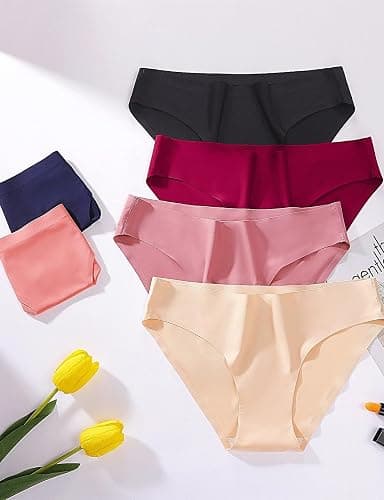 Caterlove Women's Seamless Underwear No Show Stretch Bikini Panties Silky Invisible Hipster 6 Pack thumbnail 5