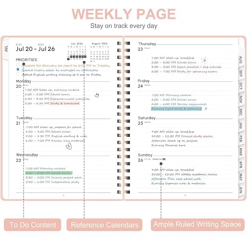 Planner 2026-2027, Weekly and Monthly Academic Planner, July 2026 - June 2027, Hardcover Calendar Agenda Book for School Year Planning, School Supplies for Teacher and Student, A5(6.3'' x 8.5'') thumbnail 3