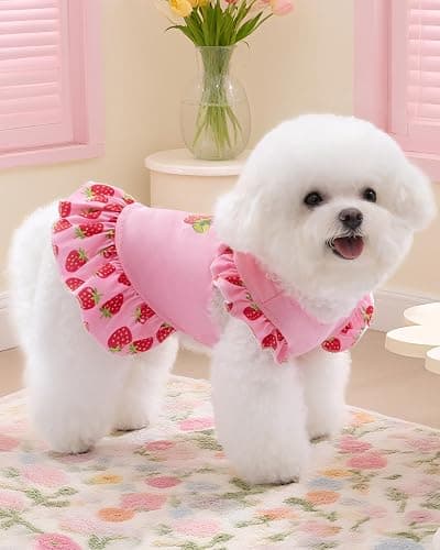 XPUDAC 4 Pack Dog Dresses Cute Printed Puppy Clothes for Small Dogs Girl Chihuahua Doggie Outfits Tank Top Vest Dresses Cat Apparel,Medium(Chest-17.6") thumbnail 3