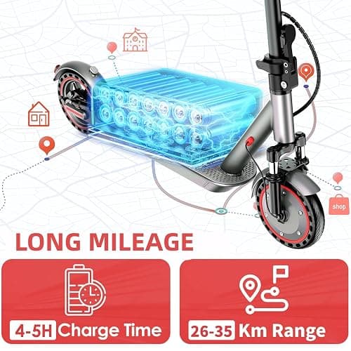 Monopattino Elettrico Adulto, Pneumatici da 8,5"/10'', Velocità Fino a 25 Km/h, 25/35/38/48Km di Autonomia, Carico massimo 120 kg, Monopattino Elettrico con Sistema di Controllo di Doppia frenata thumbnail 4