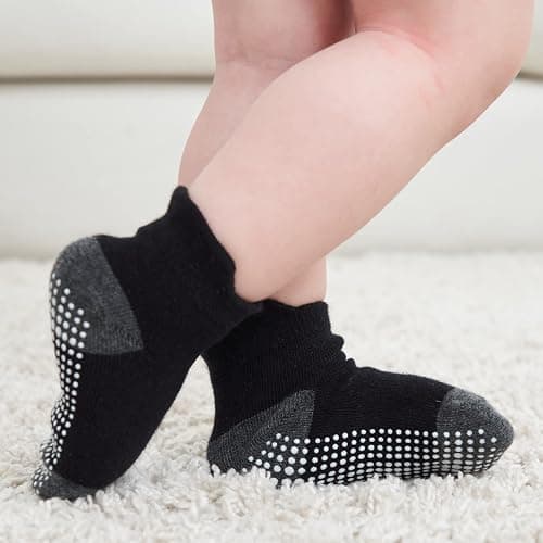 Zaples Baby Non Slip Grip Ankle Socks with Non Skid Soles for Infants Toddlers Kids Boys Girls thumbnail 5