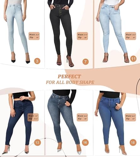 Hybrid & Company Women’s Classic Denim Mid Rise Skinny Jeans Super Stretch Pants thumbnail 5
