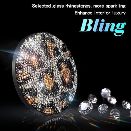Murimt Bling Car Accessories Water Coaster for Women,Leopard Print Rhinestone Car Coasters, Drink Coasters 2.75in(2 pcs) thumbnail 3
