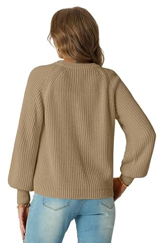 GRECERELLE Women's Chunky Open Front Sweater Long Sleeve Button Knit Short Loose Cardigan Outerwear, S-2XL thumbnail 4