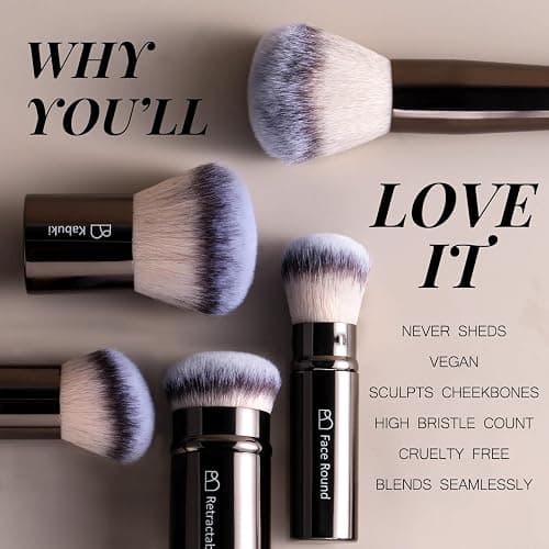 Professional Makeup Brushes BS-MALL With Travel Case - Kabuki Brush Eyeshadow Brush, Concealer Brush, Blush Brush Bronzer & Foundation Brush 20 Pcs, Labeled Daily Use & Versatile Occasions thumbnail 3