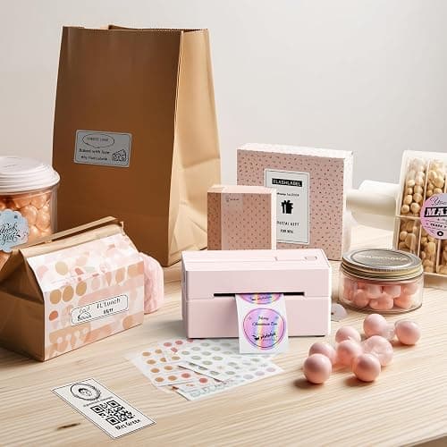 KNAON Bluetooth Thermal Shipping Label Printer, 4x6 Portable Thermal Address Label Printer for Small Business, Compatible with iPhone,Android,Windows,Mac,–Works with Etsy Shopify USPS&More, Pink thumbnail 9