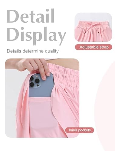 Yitoco 2-3 Pack Girls Flowy Butterfly Shorts with Pockets Liner 2 in 1 Skirt for Fitness, Athletic Running Sports thumbnail 6