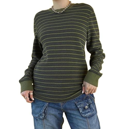 Graphic Tees for Women Teen Girls Aesthetic Grunge Gothic Clothes Y2k Shirt Knit Basic Long Sleeve Top Fall thumbnail 2