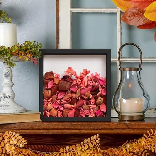 Califortree 8x8 Shadow Box Frame with Soft Linen Back - Push Pins Included, Memory Box Display Case for Flower, Tickets and 3D Items, Black thumbnail 8