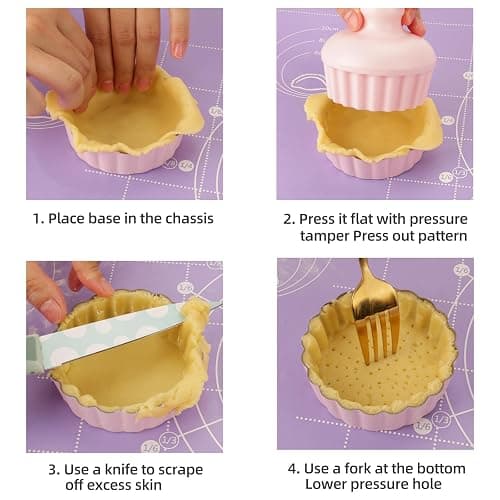 LIFVCNT 1 Inch Deep Mini Tart Pan Set, 6PCS 3.6 Inch Tart Pans with Removable Bottom and Tart Tamper, Nonstick & Durable Bakeware, Ideal for Mini Pies, Tarts, Quiches, Cheesecakes, (Pink) thumbnail 5