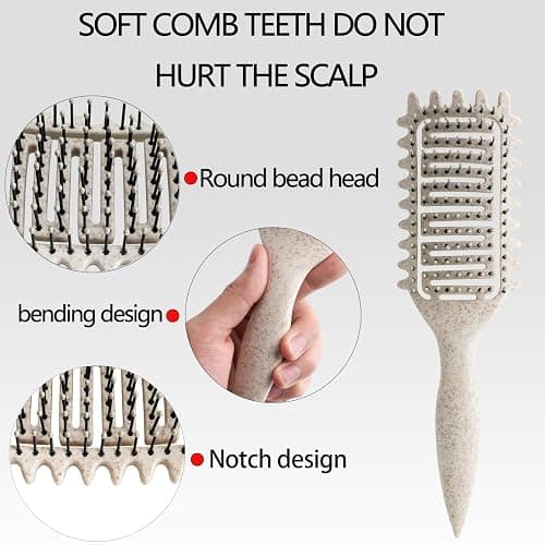 Curl Defining Brush,2024 Curly Hair Brush,Vented Hair Brush for Detangling, Shaping and Defining Curls For Women and Men Less Pulling (Beige) thumbnail 2