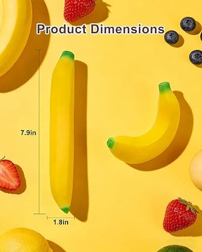 Stretchy Glue-Sand Filled Rubber, Latex Soft Decompression Toy,Squishy Toy, Fake Fruits and Vegetables,High-Elastic Stretchable, Decompression Toy for Adults and Children (Banana-2 Pack) thumbnail 2