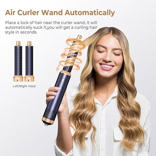 5 in 1 Hair Dryer Brush, Negative Ion Blow Dryer Brush Set Upgrade Hot Air Brush Air Styler Curling Wrap Air Curler, Curling Iron Hair Styling Tools As A Gift for Straight/Curl/Drying/Smoothing thumbnail 2