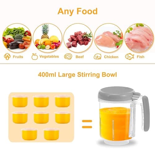 Bear Baby Food Maker | One Step Baby Food Processor Steamer Puree Blender | Auto Cooking & Grinding | Baby Food Puree Maker with Self Cleans | Touch Screen Control thumbnail 7