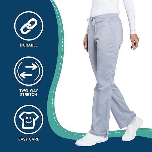 Cherokee Scrubs for Women Mid Rise Moderate Flare Drawstring Pant with 5 Pockets, Ultra Soft & Breathable Fabric - WW120 thumbnail 4