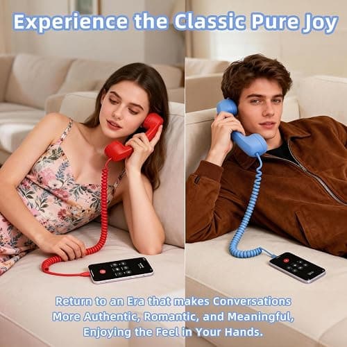 Retro Phone Handset for iPhone & Android, 2026 New Type-C Wired Receiver with Microphone & Speaker, Vintage Landline Style Handle for Noise Cancelling Calls, Meetings, and Home Office Desk Use (Blue) thumbnail 7