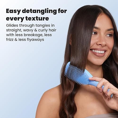 Tangle Teezer Ultimate Detangler Brush, Straight to Wavy, Denim Blues | Patented two-tier, regular-flex teeth reduce breakage & split ends on wet or dry hair; Shower-friendly hairbrush for all ages thumbnail 7