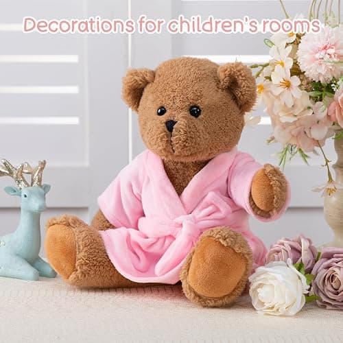 HollyHOME Pajama Bear Get Well Soon Teddy Bear in Bathrobe Plush Toy Birthday Bedtime Gift for Girls 16 inches thumbnail 4