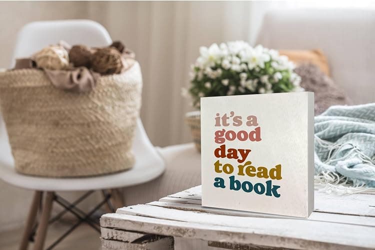 KEUSPI Library Wooden Sign,It's a Good Day to Read a Book,Home Library Signs,Reading Room Corner Decor for Classroom,Book Shelf Decorative,Bookish Decorative,Reading Sign 5x5 inch thumbnail 2