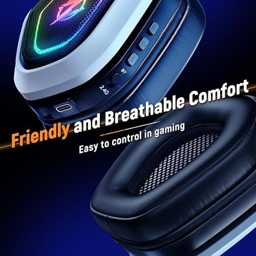 Ozeino 2.4GHz Wireless Gaming Headset for PC, Ps5, Ps4 - Lossless Audio USB & Type-C Ultra Stable Gaming Headphones with Flip Microphone, 40-Hr Battery Gamer Headset for Switch, Laptop, Mobile, Mac thumbnail 4