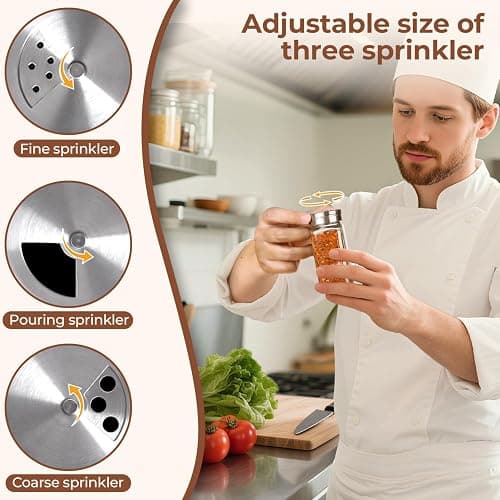 ComSaf Spice Jars with Lids & Labels 24 Pack, 120ml Square Small Glass Spice Containers with Adjustable Stainless Steel Shaker Tops & Funnel, Herb Jars Seasoning Jars for Rack, Drawer, Organiser thumbnail 8