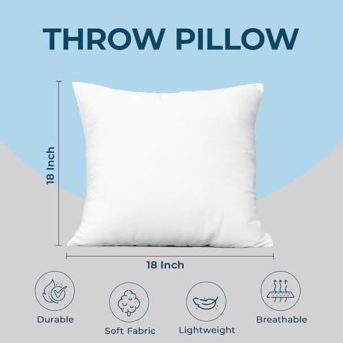 Utopia Bedding Throw Pillows (Set of 4, White), 18 x 18 Inches Pillows for Sofa, Bed and Couch Decorative Stuffer Pillow thumbnail 3