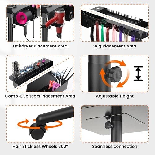 Chetunju Multi-Function Salon Tray, Salon Rolling Tray cart (with Wheels), Beauty & Hairdressing Tray for Hair Stylist,.Suitable for Tattoo parlors, Hair Salons, Personal Designers. thumbnail 4