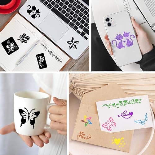 12 Temporary Tattoo Stencils,142 PCS Henna Stencils Reusable Tattoo Stencils for Face Body Art Painting for Women Men Adults Kids thumbnail 6