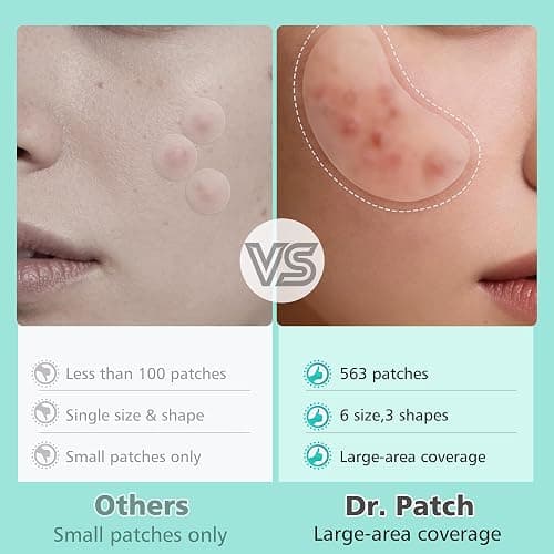 Dr.patch 563 Count Pimple Patches, Acne Patches for Face & Body | Hydrocolloid Patches, Invisible Thin, Large & Small Sizes for Whiteheads, Zits & Breakouts (Dots, Strip, Contoured 6 Sizes) thumbnail 6
