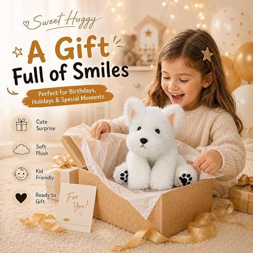 Lightly Weighted Stuffed Animals Westie Dog Plush 12" for Kids & Adults | Ultra Soft Huggable Fell,Cozy Comfort Companion,Cute Room Decor,Ideal Gifts for Birthdays Holidays Christmas thumbnail 6