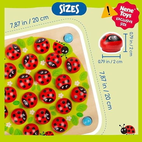 Nene Toys Ladybug’s Garden Memory Game – Wooden Matching Games for Toddlers 3-5 – Travel Toy for Boys Girls, Road Trip Essentials for Toddler, Airplane, Car - Ideal Christmas, Birthday Gifts thumbnail 2