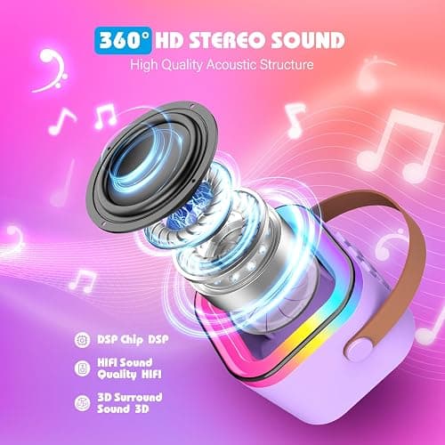 Dislocati Girls Toys Age 3-15, Karaoke Machine 2 Microphones Kids Toys for 3-12 Year Old Girls Birthday Presents Microphone for Kids 3-12 Year Old Girls Christmas Xmas Gifts thumbnail 5