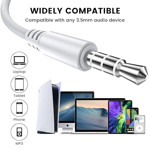 MOSWAG Wired Earbuds, 3.5mm Jack in-Ear Headphones with Microphone Volum Control Clear Calls Suitable for iPhone, iPad, Samsung, Computer, Laptop, School Students, White thumbnail 5