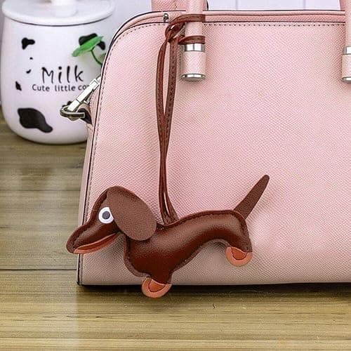 Casiler Süße Welpe Hundetasche Anhänger Key Chain Mode Pu Leder Dackel Dackel Ringzubehör thumbnail 4