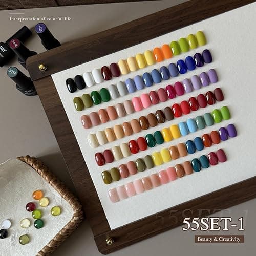 GAOY 60 Pcs Gel Nail Polish Set, 55 Colors All Season Gel Polish Kit Red Nude Black White Pink with 5 Pcs Soak off Base Glossy Matte Glitter Top Coat & Builder for Nail Art DIY Manicure at Home thumbnail 2