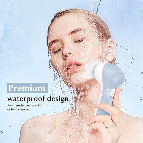 COSLUS Facial Cleansing Brush Silicone Face Scrubber: 2 in1 FBS-D Electric Exfoliating Massage Device Waterproof Deep Cleaning Exfoliation Rotating Spa Machine - Electronic Skin Care Wash Clean System thumbnail 5