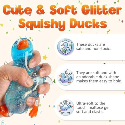 Cute Duck Squishy Stress Ball, Soft Sugar Ball, Slow Rise Moldable Sensory Fidget Toy for Anxiety Relief, Suitable for Adult use in Offices and Homes (Yellow) thumbnail 8