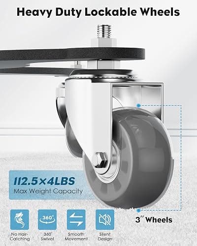 Salon Tray on Wheels,Metal Tray Rolling Cart with 2 Magnetic Bowls,Tattoo Tray, Salon Station with Hairstylist Holder and Hair Separator Stand,Multi-Function Adjustable with Wheels thumbnail 5