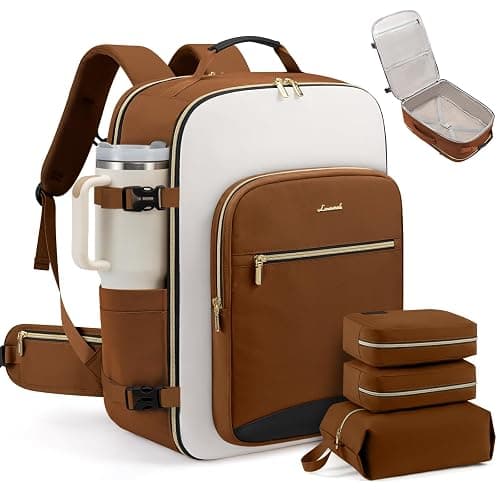 LOVEVOOK 56L Travel Backpack for Women & Men, Airline Approved Carry On Luggage with 3 Packing Cubes, TSA Overnight Bags, Waterproof Personal Item Bag, Weekender Essentials Backpacks fits 17" Laptop - Image 1