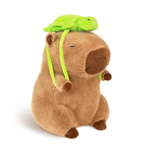 Loskv Capybara Plush 11.8 inch with Turtle Backpack Soft Capybara Stuffed Animals Capybara Hugging Gifts Capybara Doll Pillow for Kids Girls Toys (Turtle Capybara Brown 11.8 inch) - Image 1