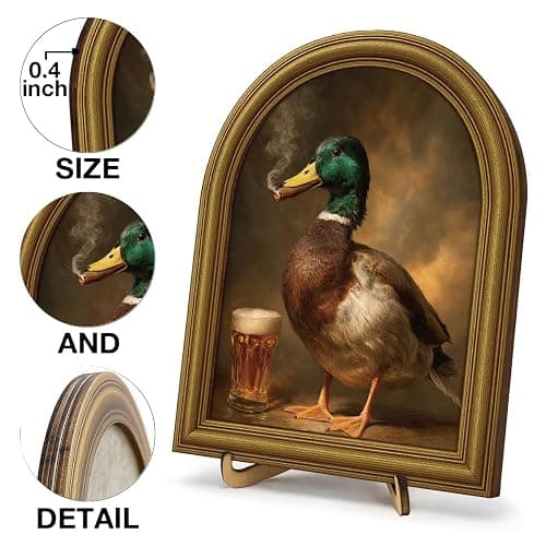 Vintage Duck Wall Art Sign for Farmhouse Kitchen Decor, Funny Animal Rustic Wooden Arched Frame, 8x10 Inch Country Cottage Home Decor Gift thumbnail 4