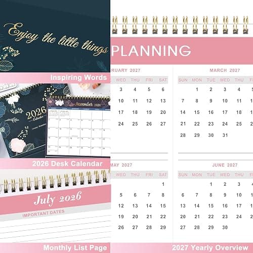 2026 Desk Calendar - Flip Desktop Calendar 2026, Jan 2026 - Dec 2026, 10" x 8.3", Stand up Desk Calendar 2026, Twin-Wire Binding thumbnail 6