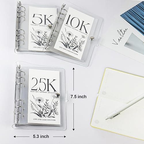12-Month Money Savings Challenges Book with Envelopes, 3 Pcs Money Saving Binder, Money Binder for Cash Saving for Office, Home, School (2.5K+5K+10K) thumbnail 2