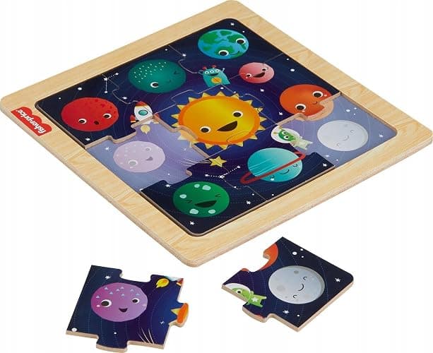 Fisher-Price Wooden Fun Planets Puzzle Baby Toy for Kids 2 Years and Up thumbnail 3