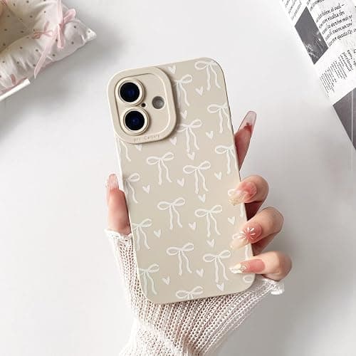 Lovmooful for iPhone 16 Plus Case Cute Ribbon Bowknot Heart-White | Compatible for iPhone 16 Plus Case,Cool Design,for Girls Women,Soft TPU,Shockproof,Protective,Girly thumbnail 3