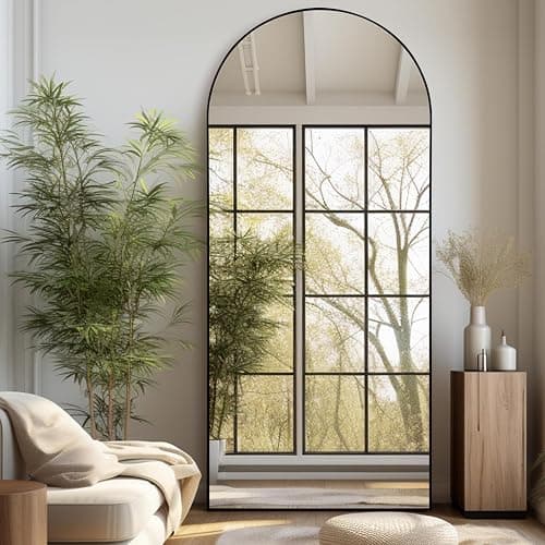 LunaMirror Gewölbter Spiegel Ganzkörperspiegel 192 x 85 cm Stehspiegel Bodenspiegel Groß Standspiegel für Schlafzimmer Wohnzimmer Flur Eingang Wandspiegel Schwarzer thumbnail 2