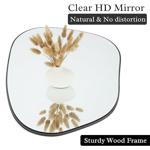 PERFNIQUE Irregular Wall Mirror Asymmetrical Mirror, 32''x24'' Black Mirror for Bathroom Bedroom Living Room Entryway, Decorative Modern Wall Decor, Wall Mounted (Black, 32''x24'') thumbnail 4