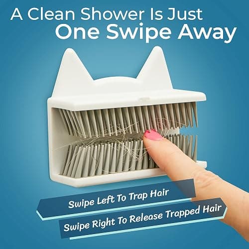 Shower Cat Shower Hair Catcher for Wall – Hair Collector for Shower & Tub, Shower Hair Trap Keeps Loose Hair Off Shower Wall & Out of Drain, Reusable Hair Catcher for Shower Wall, 3M Adhesive thumbnail 2